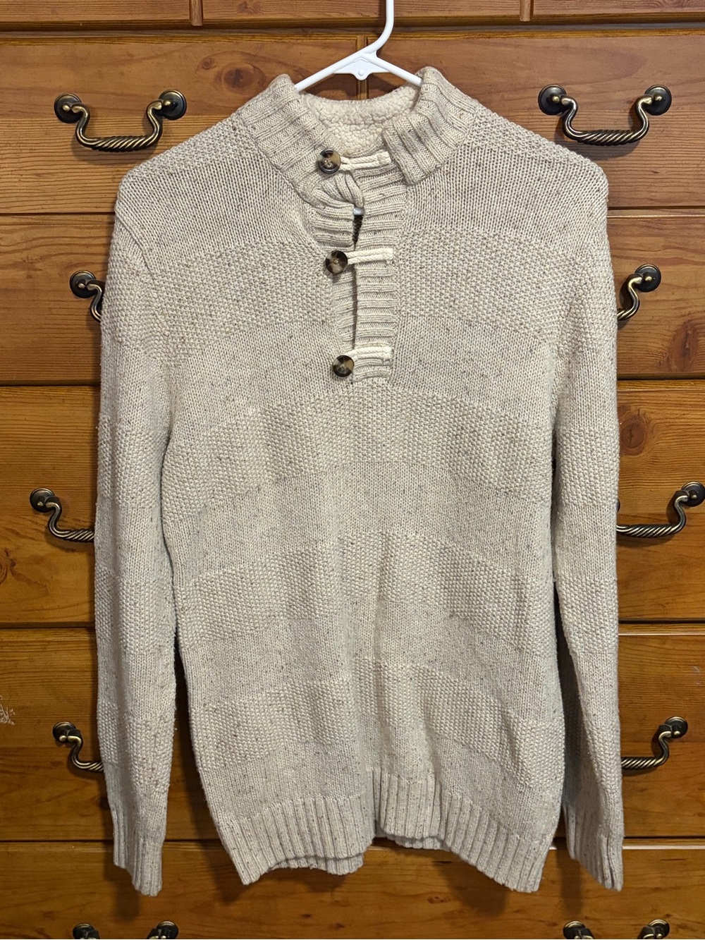Cat & Jack Cream Half-Placket Button Turtleneck Sweater